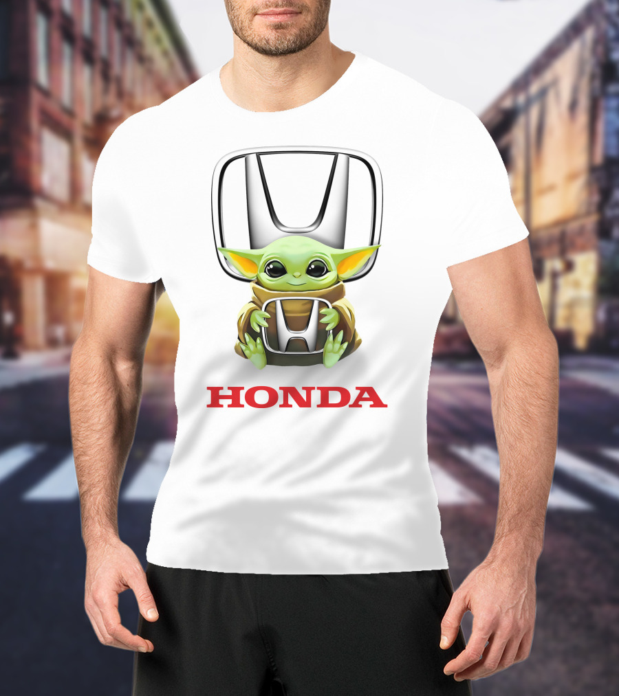 Star Wars Baby Yoda Hug Honda H White T-Shirt