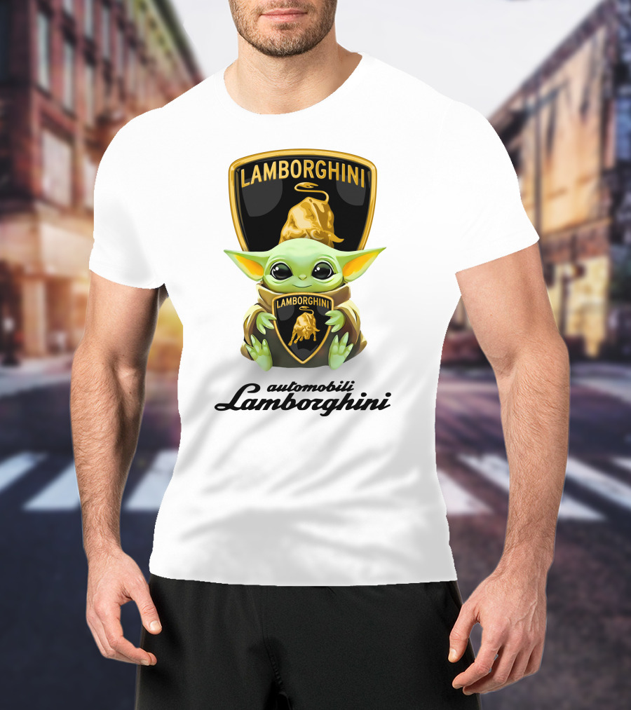 Star Wars Baby Yoda Hug Lamborghini Automobili T-Shirt