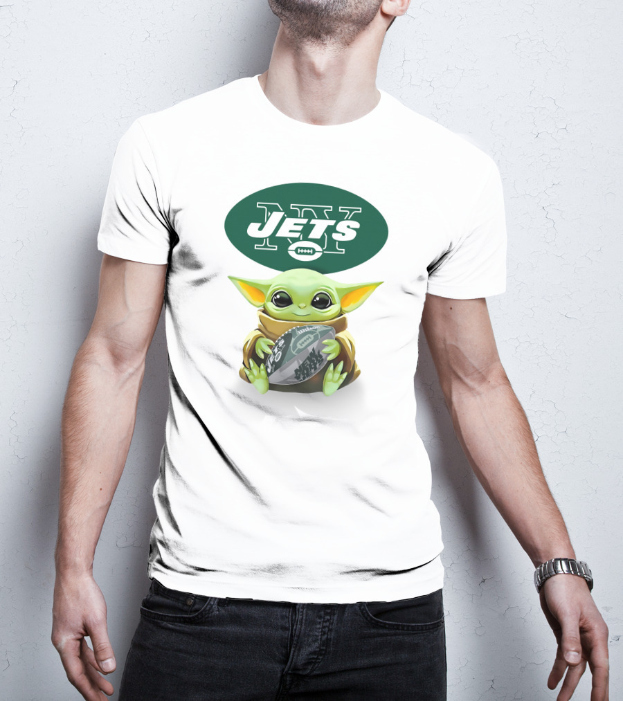 Star Wars Baby Yoda Hug New York Jets Football T-Shirt