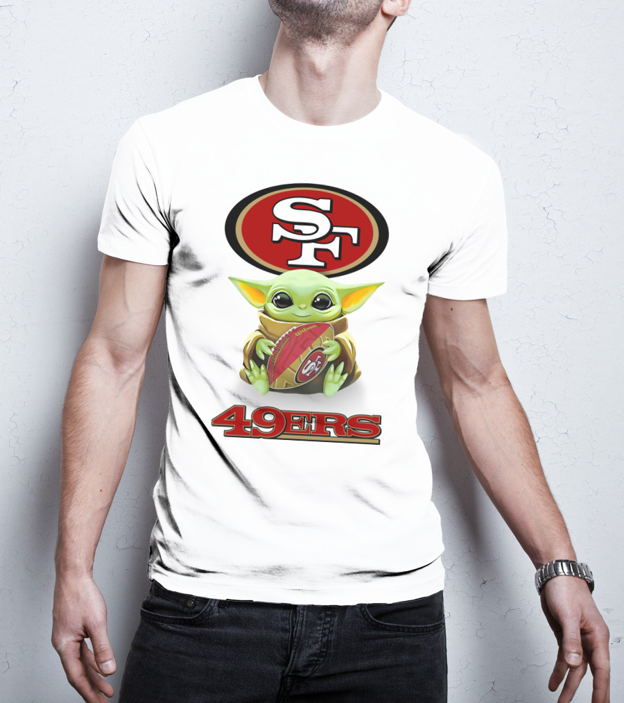 Star Wars Baby Yoda Hugging San Francisco 49ers Football 49ers SF T-Shirt