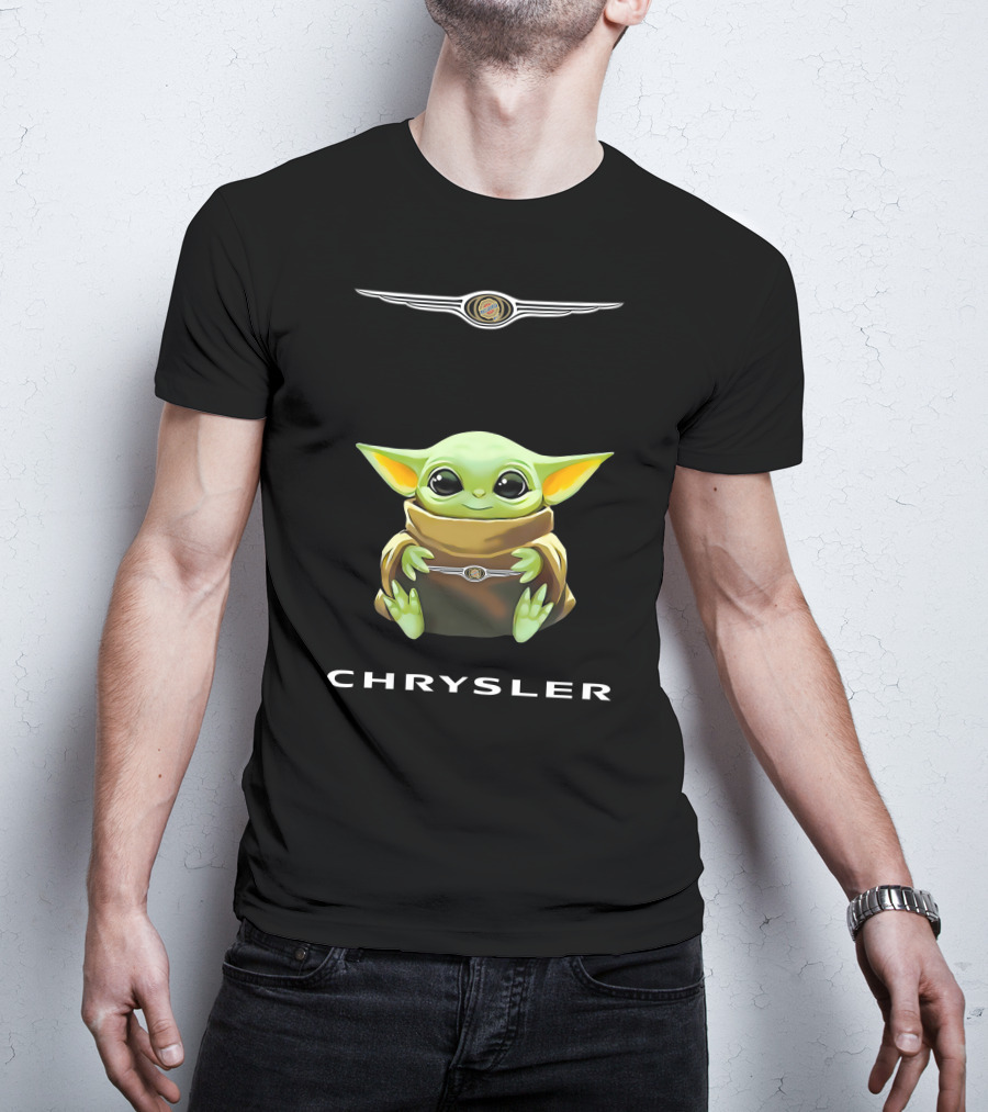 Chrysler Logo Grogu Hugging Pop Culture Icon Baby Yoda T-Shirt