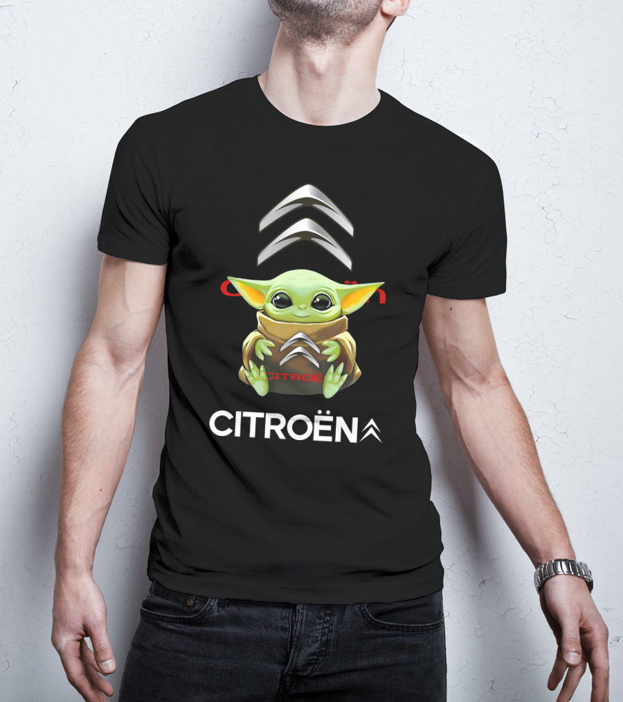 Grogu Holding Citroën Logo With Chevrons T-Shirt