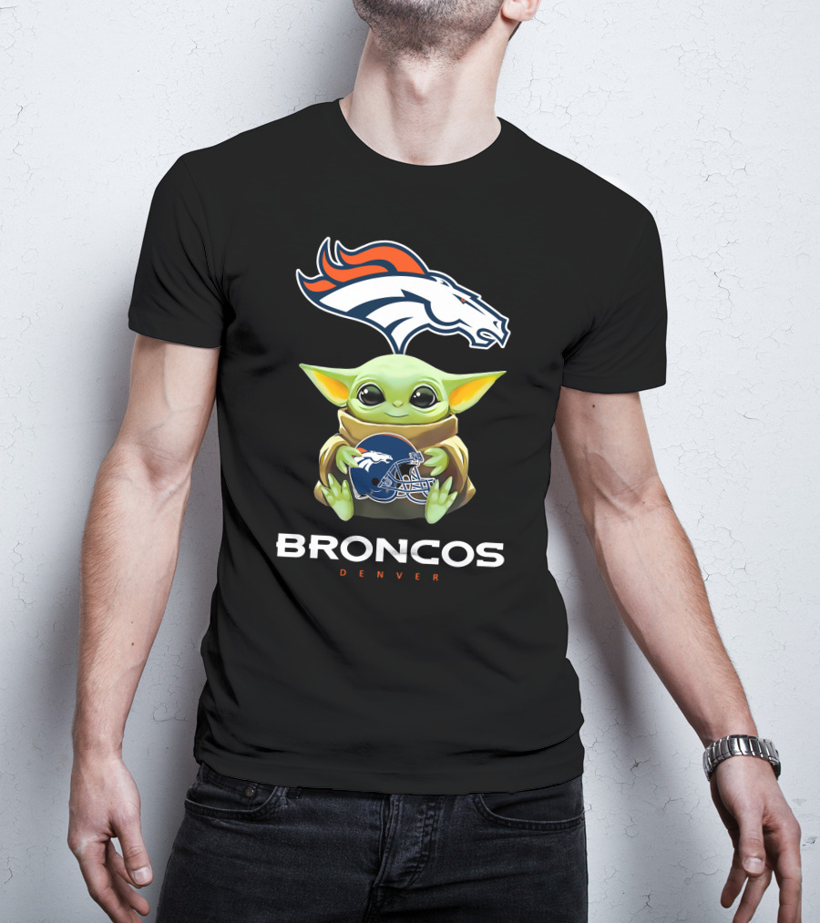 Broncos Denver Grogu Hugging Helmet T-Shirt
