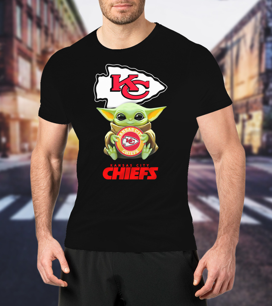 Grogu Hugging Kansas City Chiefs Logo Chiefs Icons T-Shirt