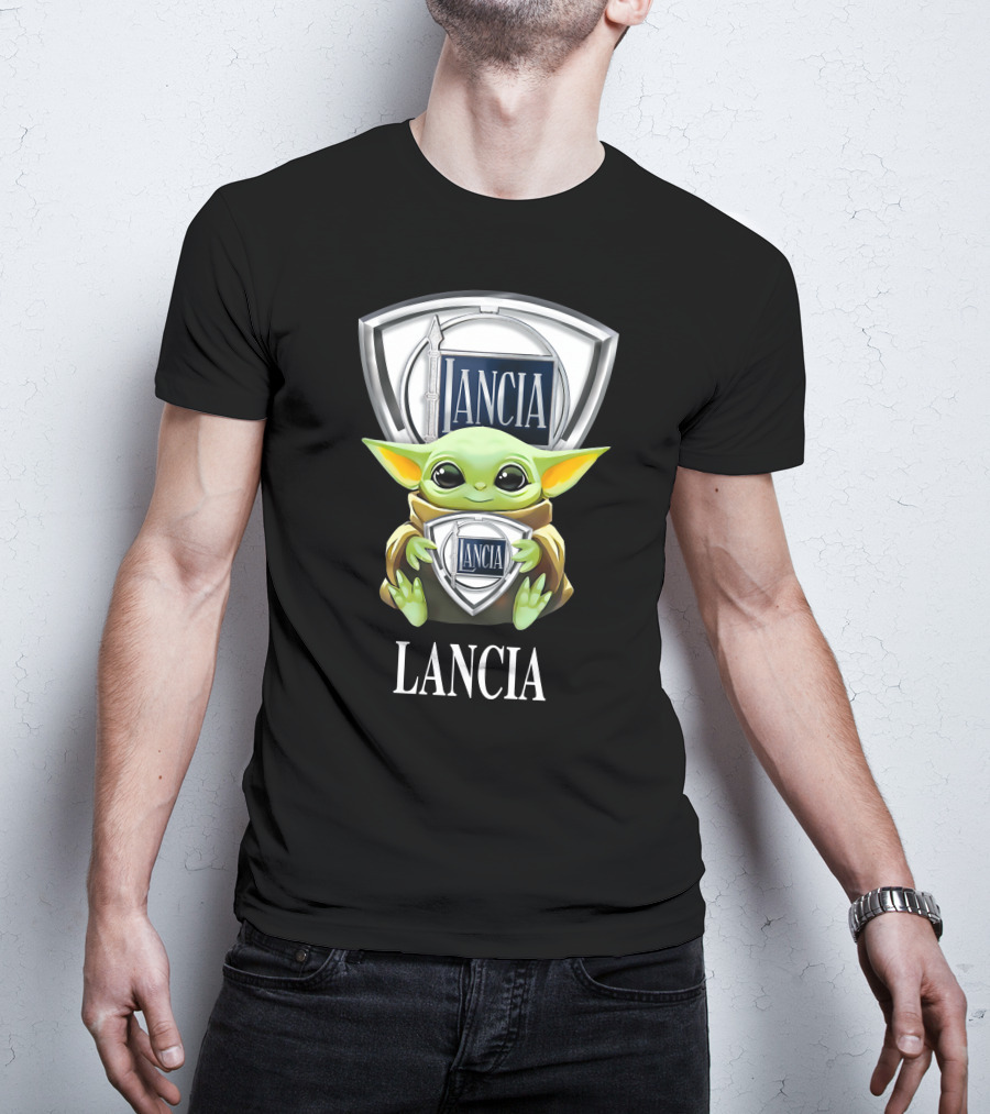 Grogu Holding Lancia Logo With Shield Emblem T-Shirt
