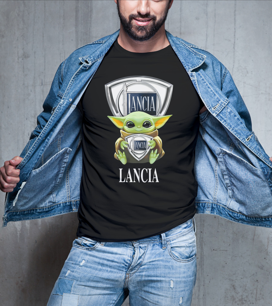 Grogu Holding Lancia Logo With Shield Emblem T-Shirt