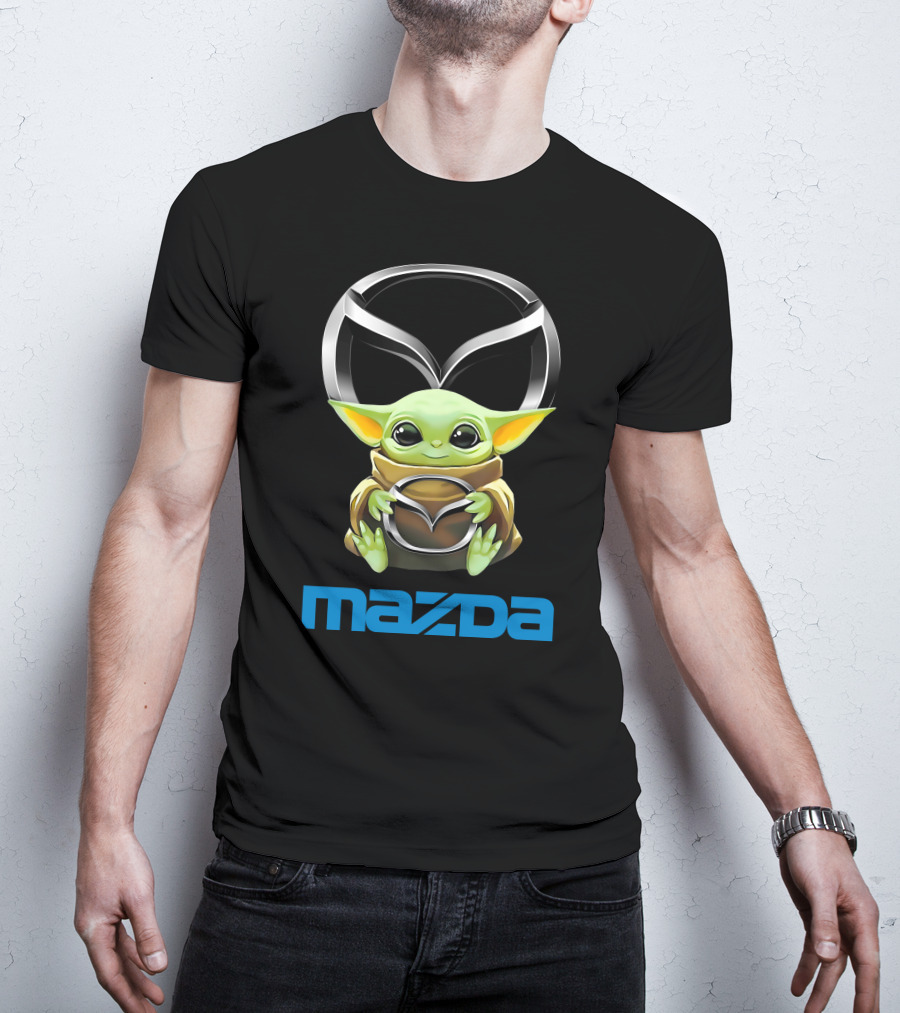 Grogu Holding Mazda Logo With Iconic Symbol Integration T-Shirt