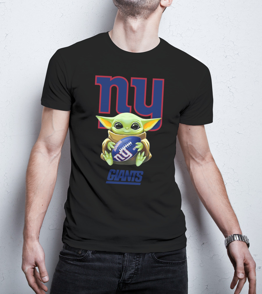 Grogu Hugging New York Giants Football T-Shirt