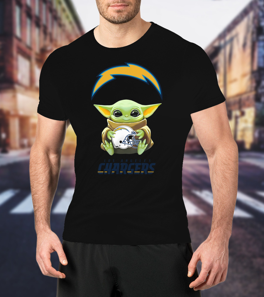 Grogu Hug Los Angeles Chargers Helmet T-Shirt