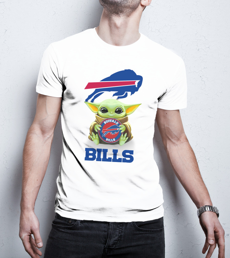 Buffalo Bills Grogu Hug White Background T-Shirt
