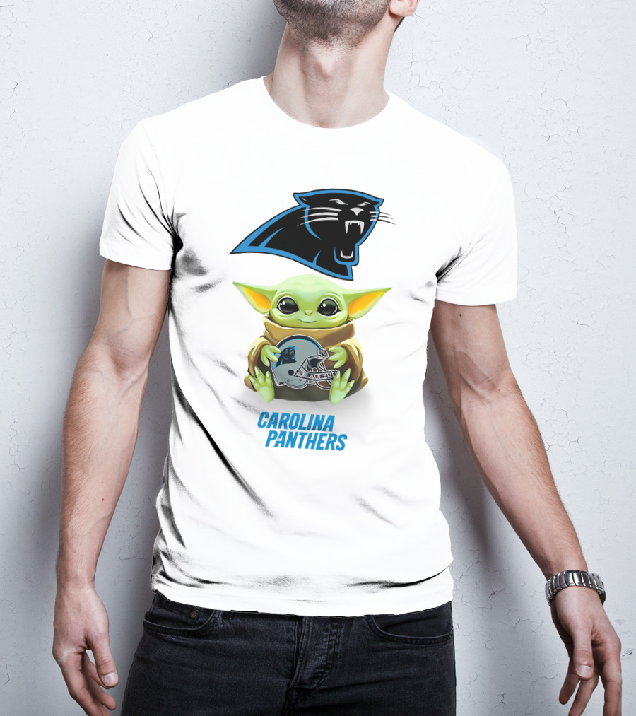 Grogu Holding Carolina Panthers Helmet With Logo Iconic T-Shirt