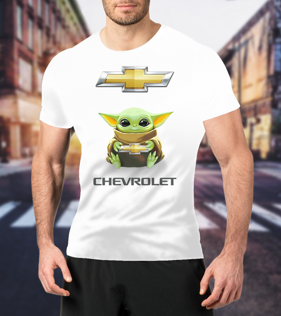 Grogu Holding Chevrolet Emblem T-Shirt