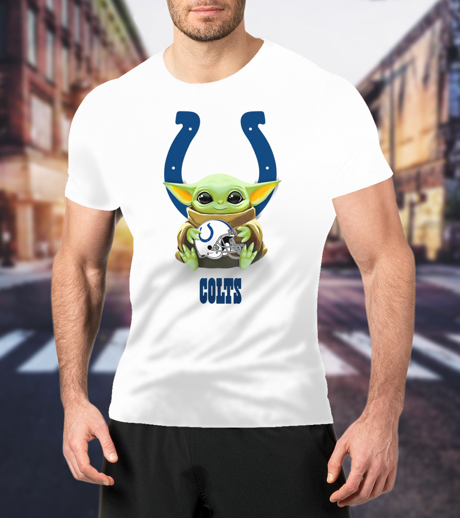Grogu Colts Hug Indianapolis Colts Helmet T-Shirt