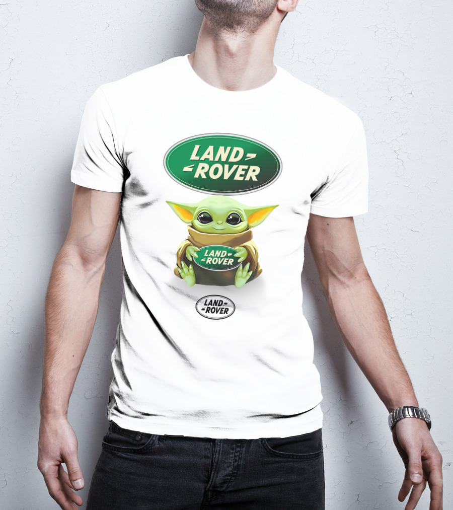 Grogu Holding Land Rover Logo Emblem T-Shirt