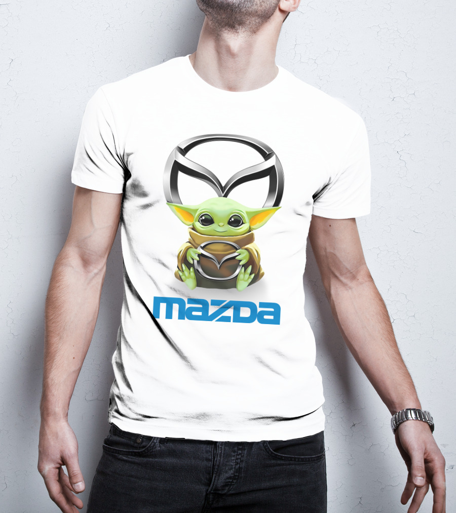 Grogu Hugging Mazda Logo Anime T-Shirt