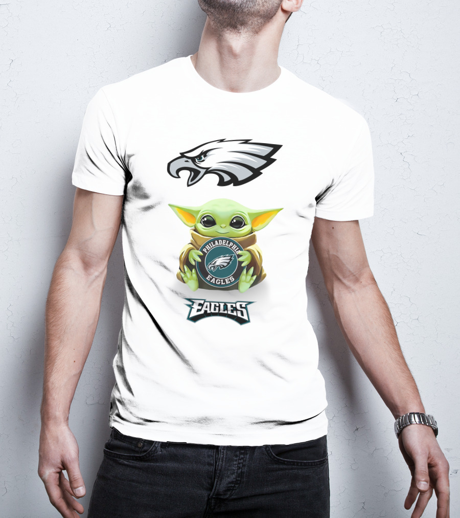 Grogu Holding Philadelphia Eagles Emblem T-Shirt
