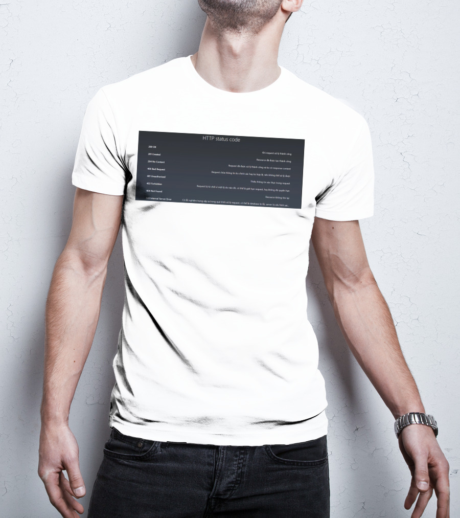 HTTP Status Code 200 OK 201 Created 204 No Content 400 Bad Request 401 Unauthorized 403 Forbidden 404 Not Found 500 Internal Server Error T-Shirt