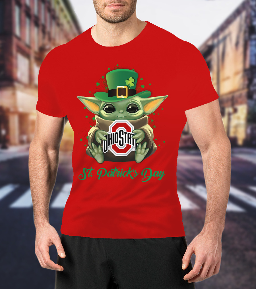 Ohio State Buckeyes Baby Yoda St. Patrick's Day T-Shirt