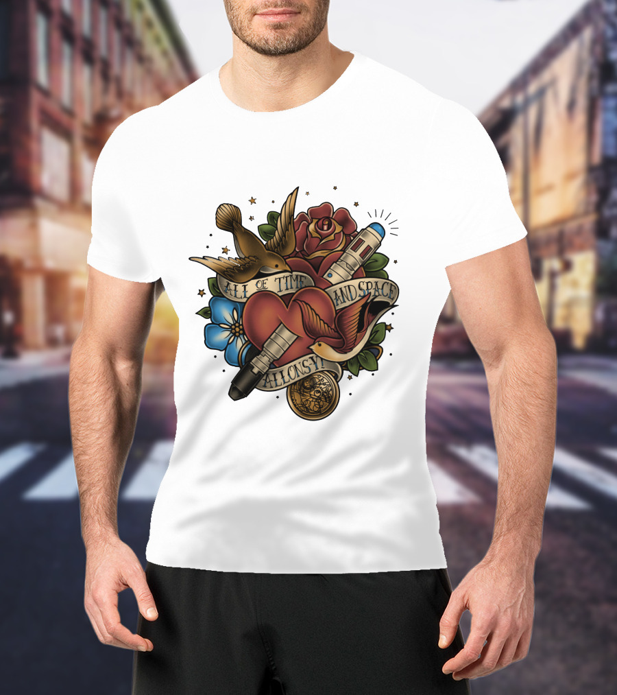 All Of Time And Space Allonsy Dr Who Tardis Tattoo T-Shirt