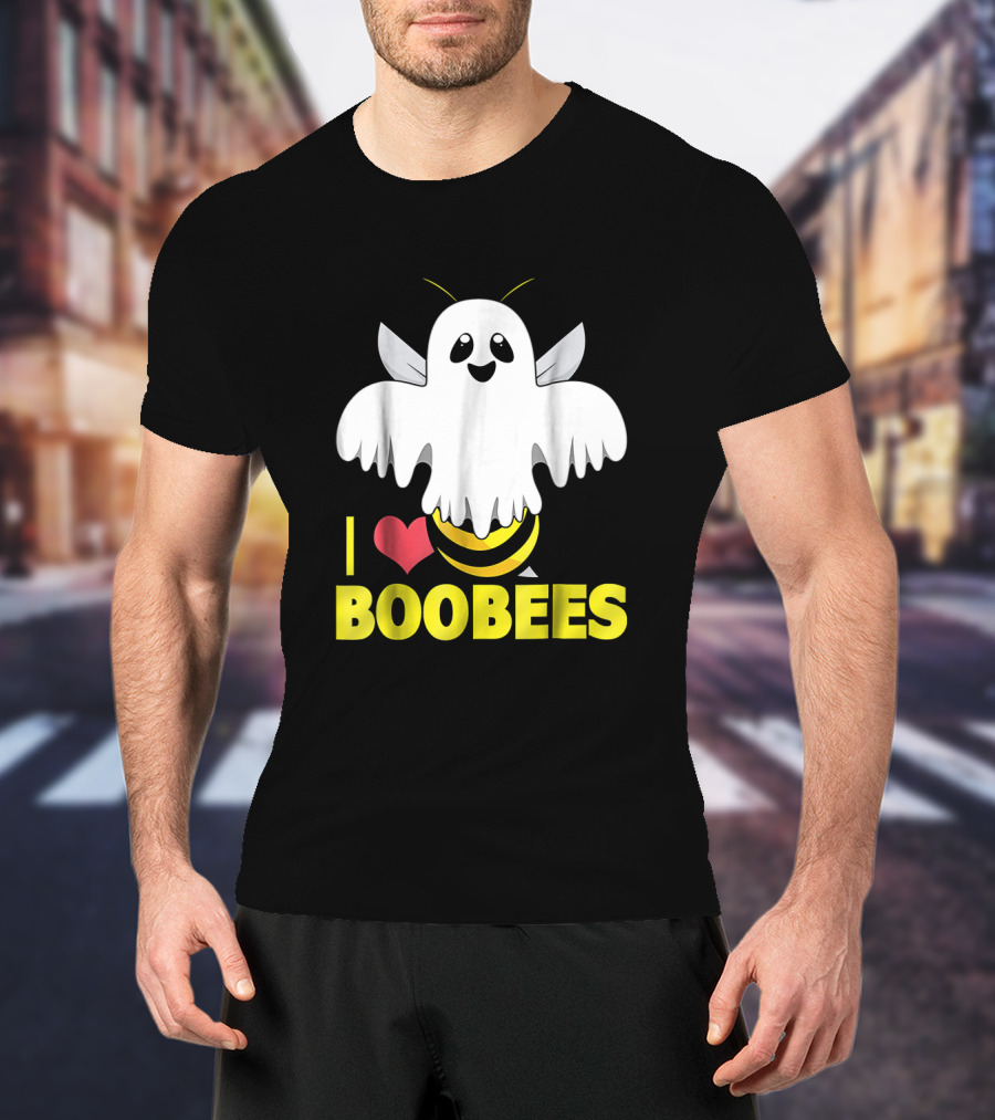 I Heart Boo Bees Funny Halloween Costume Bee And Ghost Mashup T-Shirt