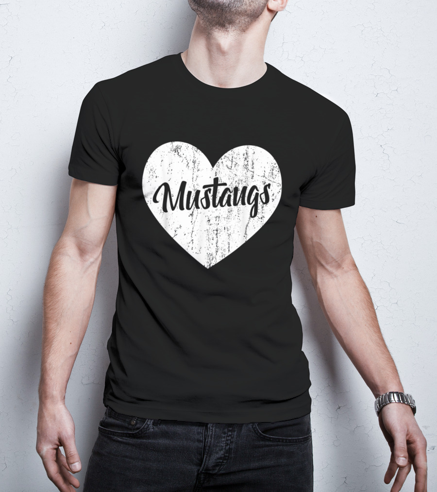 Mustangs Heart School Sports Fan Team Spirit Mascot T-Shirt