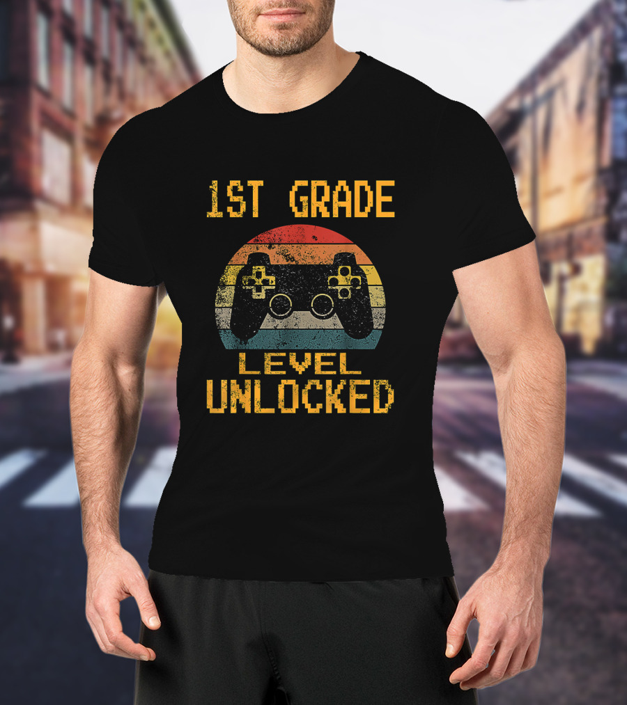 1st Grade Level Unlocked Gamer Controller First Day Of School T-Shirt