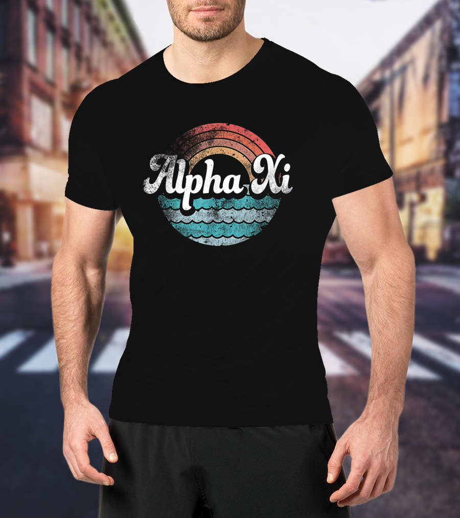 Alpha Xi Delta Retro Beach Waves Design For Sorority Pledge Rush Or Alumnae T-Shirt