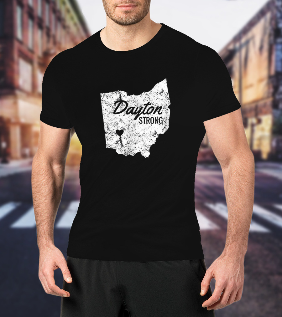 Dayton Strong Ohio Map With Heart Symbol Memorial T-Shirt
