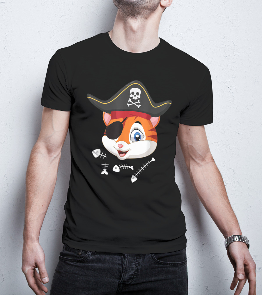 Halloween Cat With Pirate Hat And Eye Patch T-Shirt