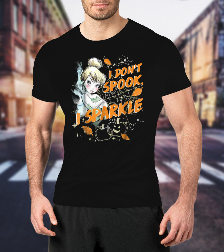 Tinkerbell I Don't Spook I Sparkle Halloween Pumpkin Leaves T-Shirt