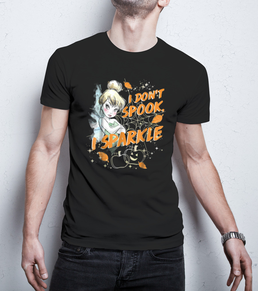 Tinkerbell I Don't Spook I Sparkle Halloween Pumpkin Leaves T-Shirt