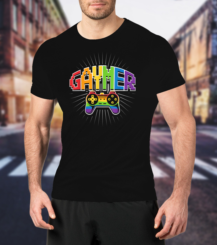Threadrock Men's Gaymer Rainbow Love Controller Pride T-Shirt