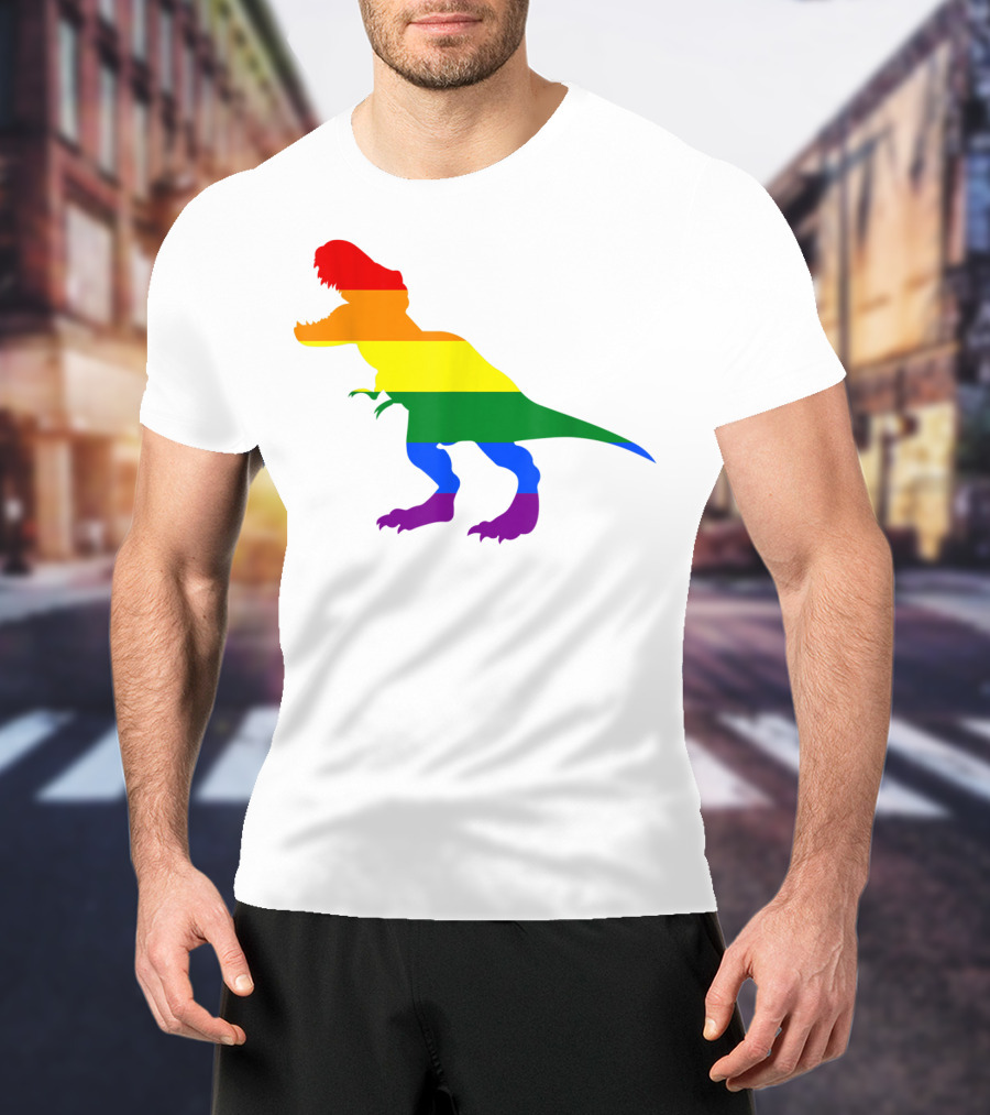 Dino Pride Rainbow Flag LBGT T-Rex Pride Month T-Shirt