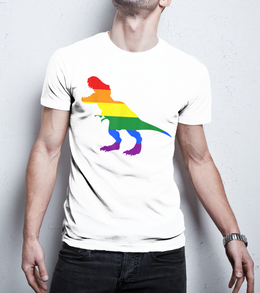 Dino Pride Rainbow Flag LBGT T-Rex Pride Month T-Shirt