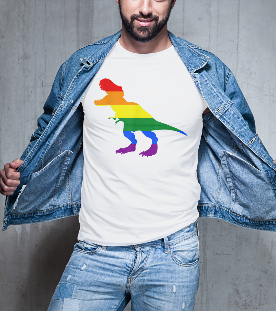 Dino Pride Rainbow Flag LBGT T-Rex Pride Month T-Shirt