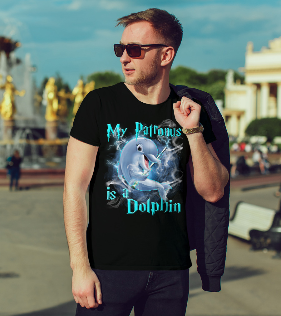 My Patronus Is A Dolphin Magic Parody Lightning T-Shirt