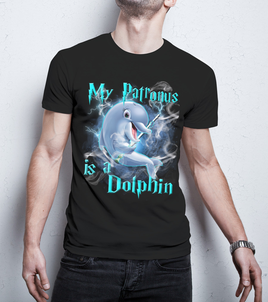 My Patronus Is A Dolphin Magic Parody Lightning T-Shirt