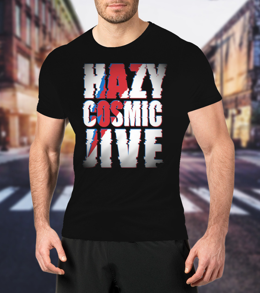 Hazy Cosmic Jive Ziggy Stardust Style Lightning Bolt T-Shirt