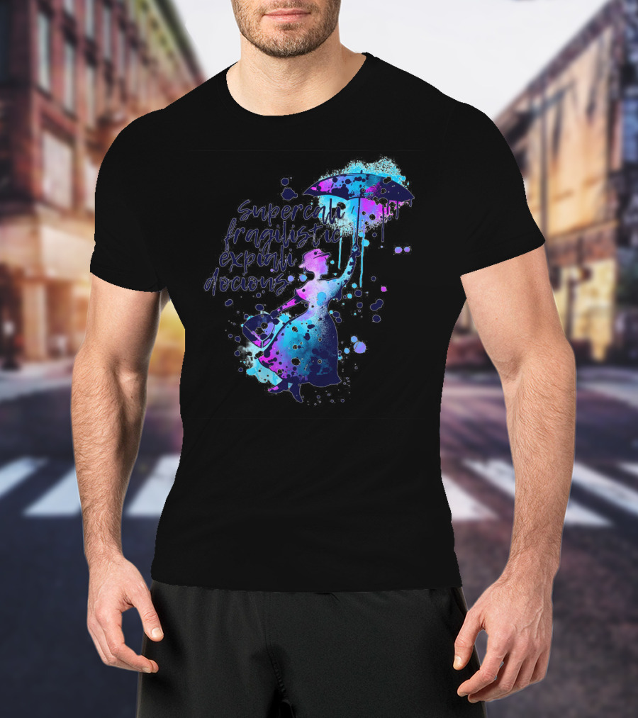 Supercalifragilisticexpialidocious Mary Watercolor Umbrella T-Shirt