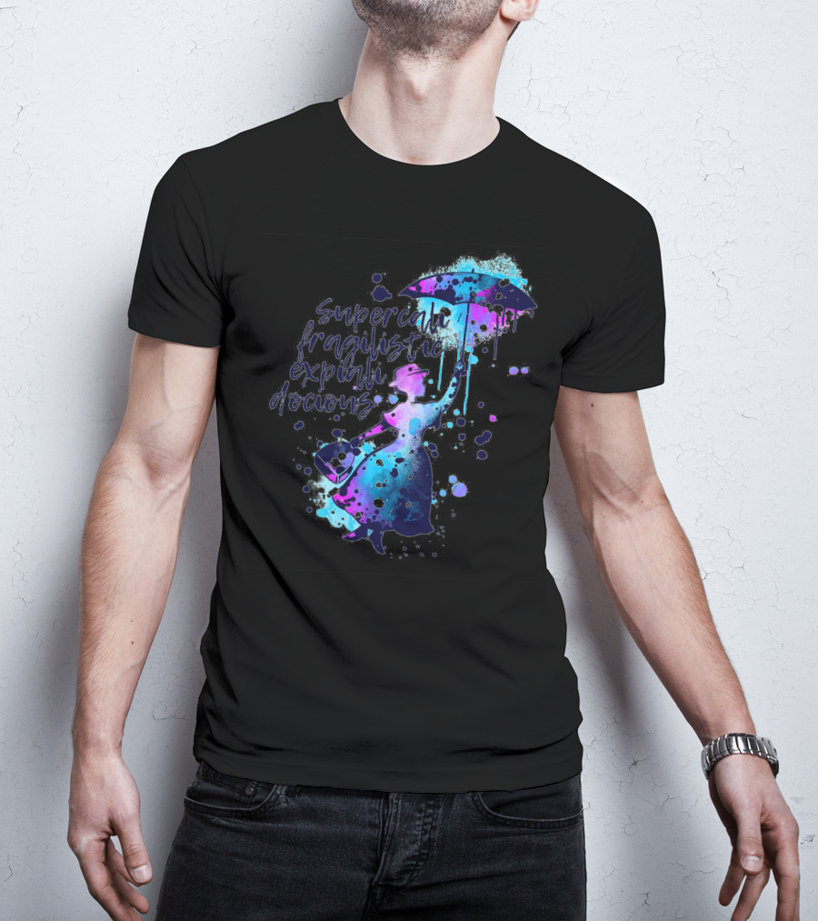 Supercalifragilisticexpialidocious Mary Watercolor Umbrella T-Shirt
