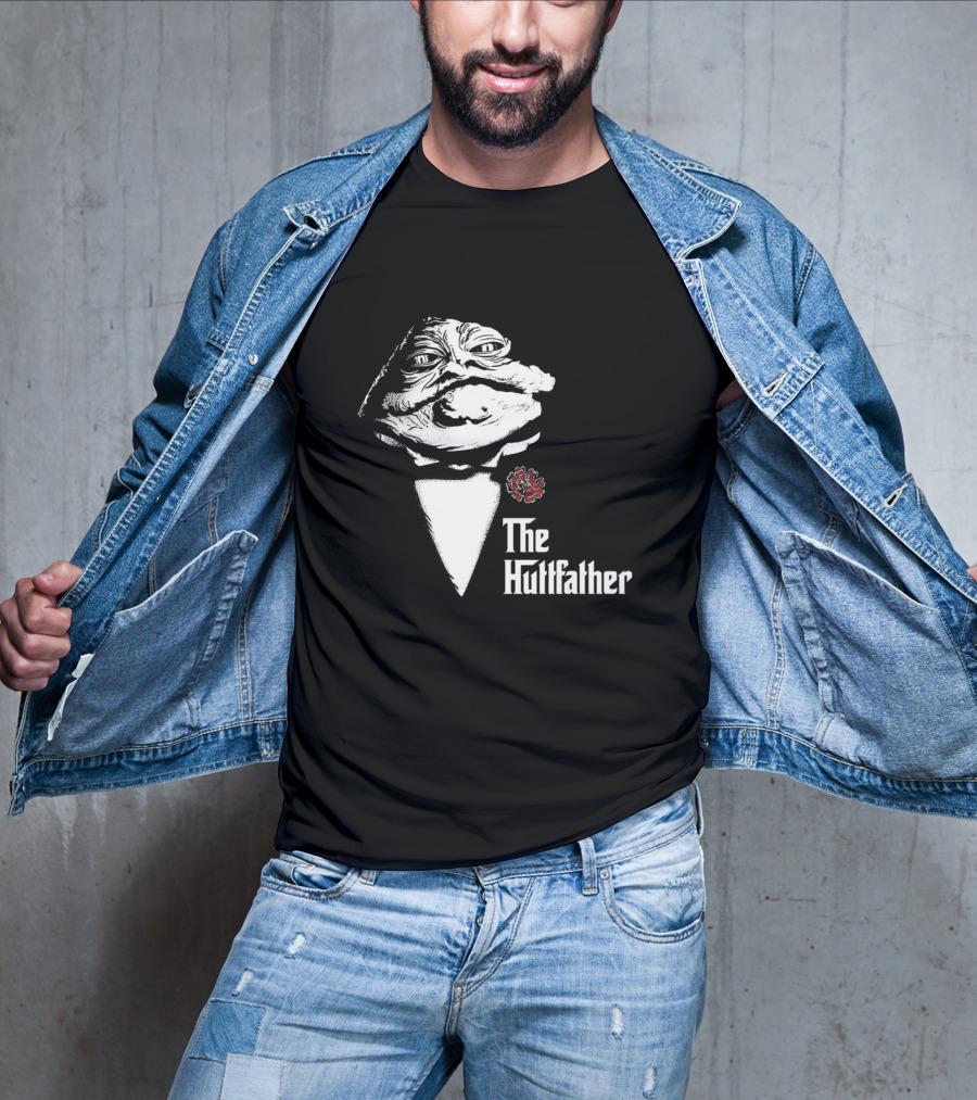 The Huttfather Parody Featuring Iconic Mobster Imagery And Star Wars Character Jabba The Hutt T-Shirt