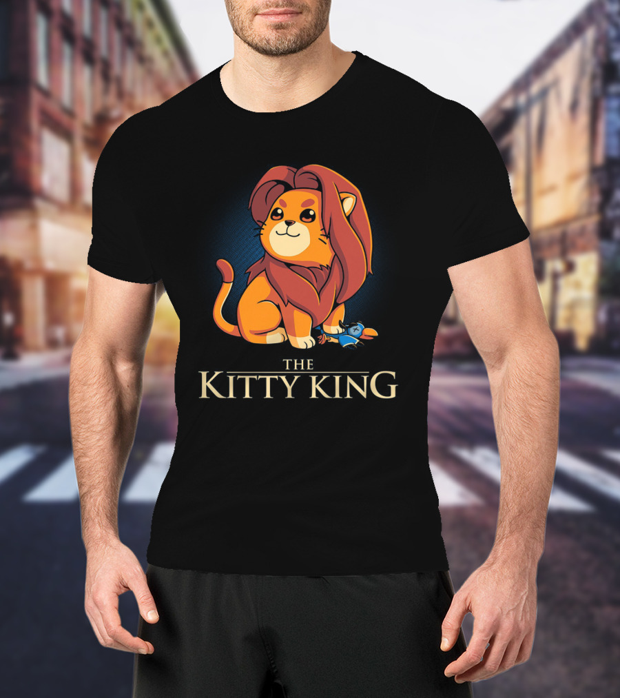 The Kitty King Cute Lion With Plush Mane And Toy Bird Playful T-Shirt