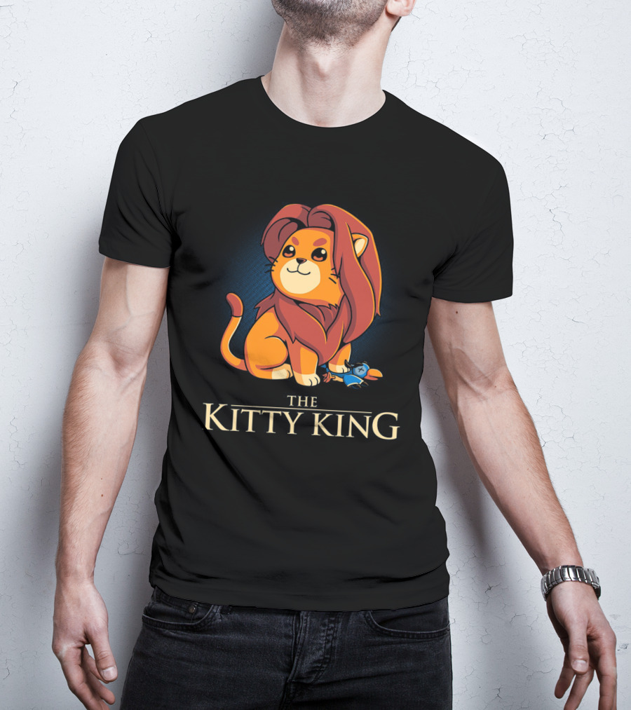 The Kitty King Cute Lion With Plush Mane And Toy Bird Playful T-Shirt