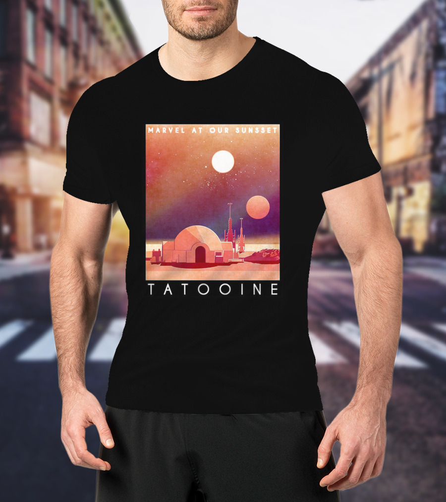 Marvel At Our Sunset Tatooine With Twin Suns And Iconic Desert Landscape T-Shirt