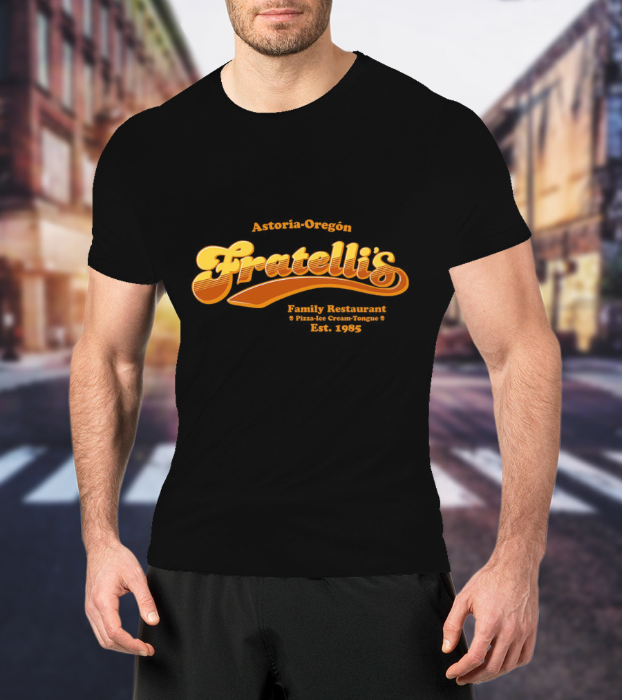 Astoria-Oregon Fratelli's Family Restaurant Pizza Ice Cream Tongue Est 1985 T-Shirt