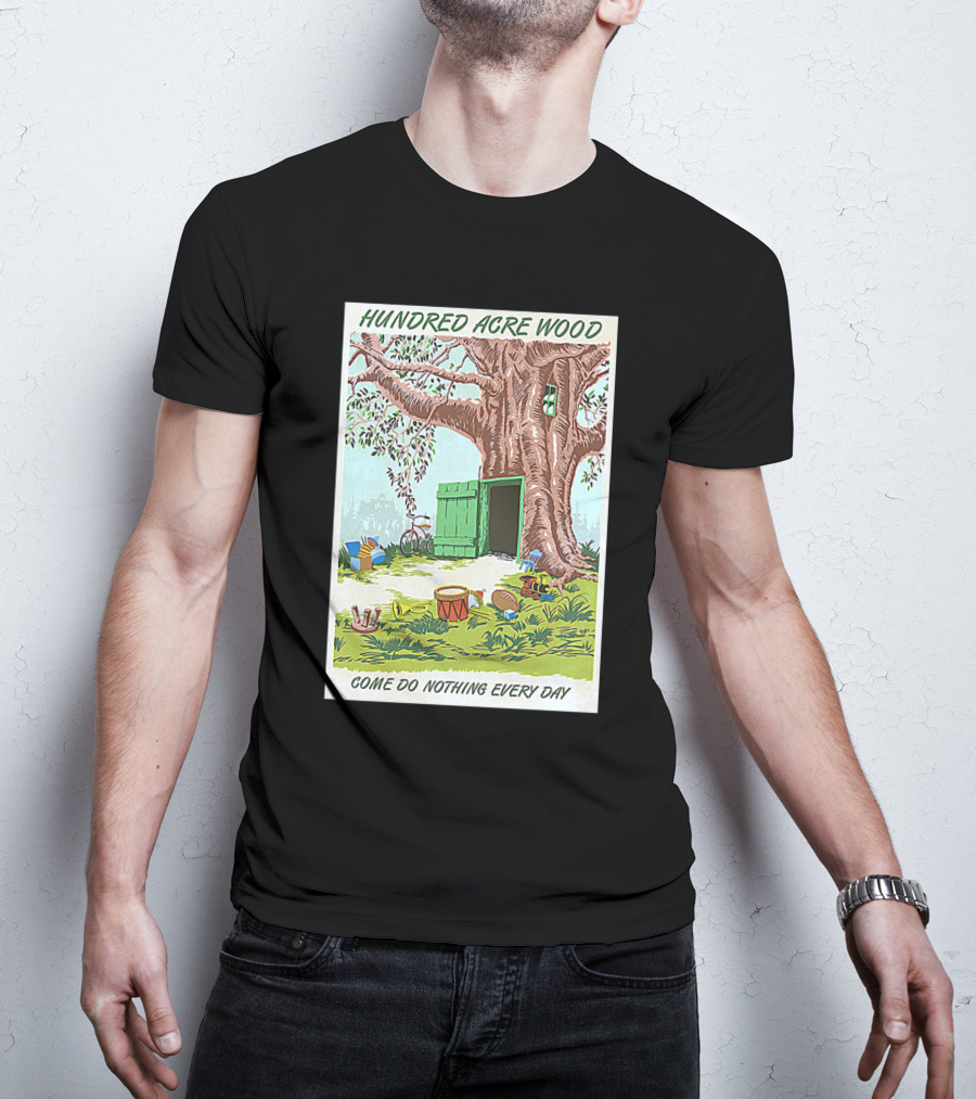 Hundred Acre Wood Come Do Nothing Every Day Vintage Tree Scene T-Shirt