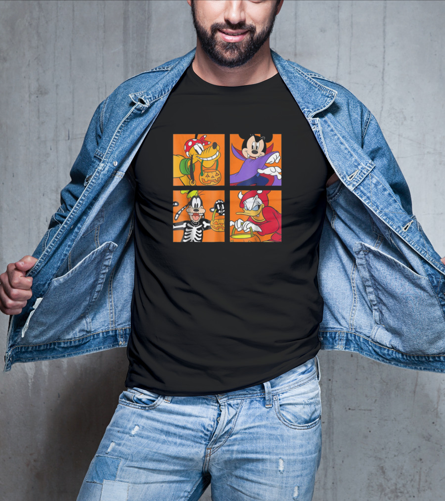 Disney Mickey Mouse And Friends Halloween Costumes Mickey Pluto Donald Goofy T-Shirt