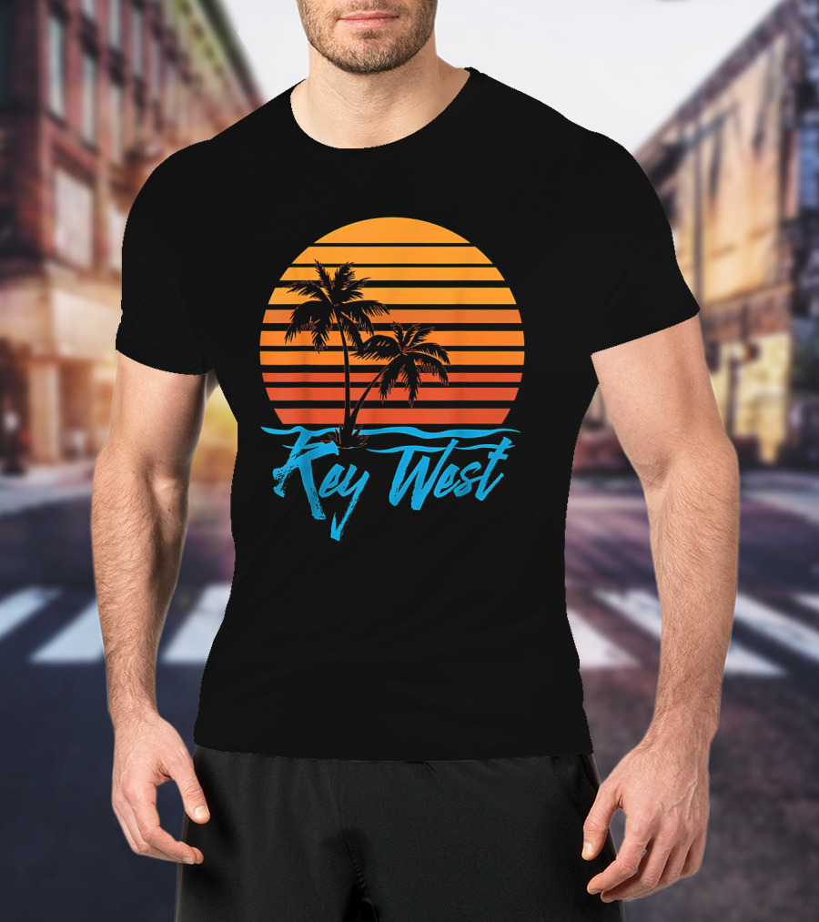 Key West Sunset Palm Trees Beach Vacation Tourist Retro Tropical T-Shirt