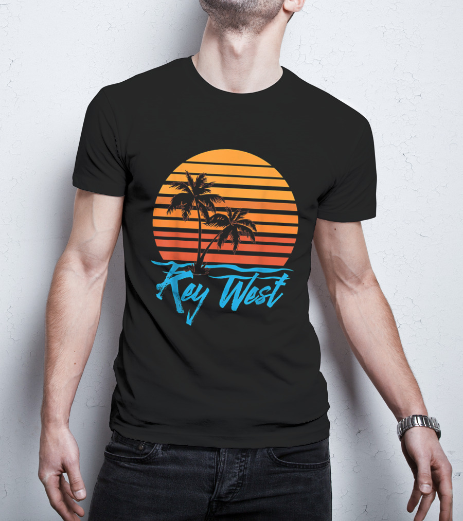 Key West Sunset Palm Trees Beach Vacation Tourist Retro Tropical T-Shirt