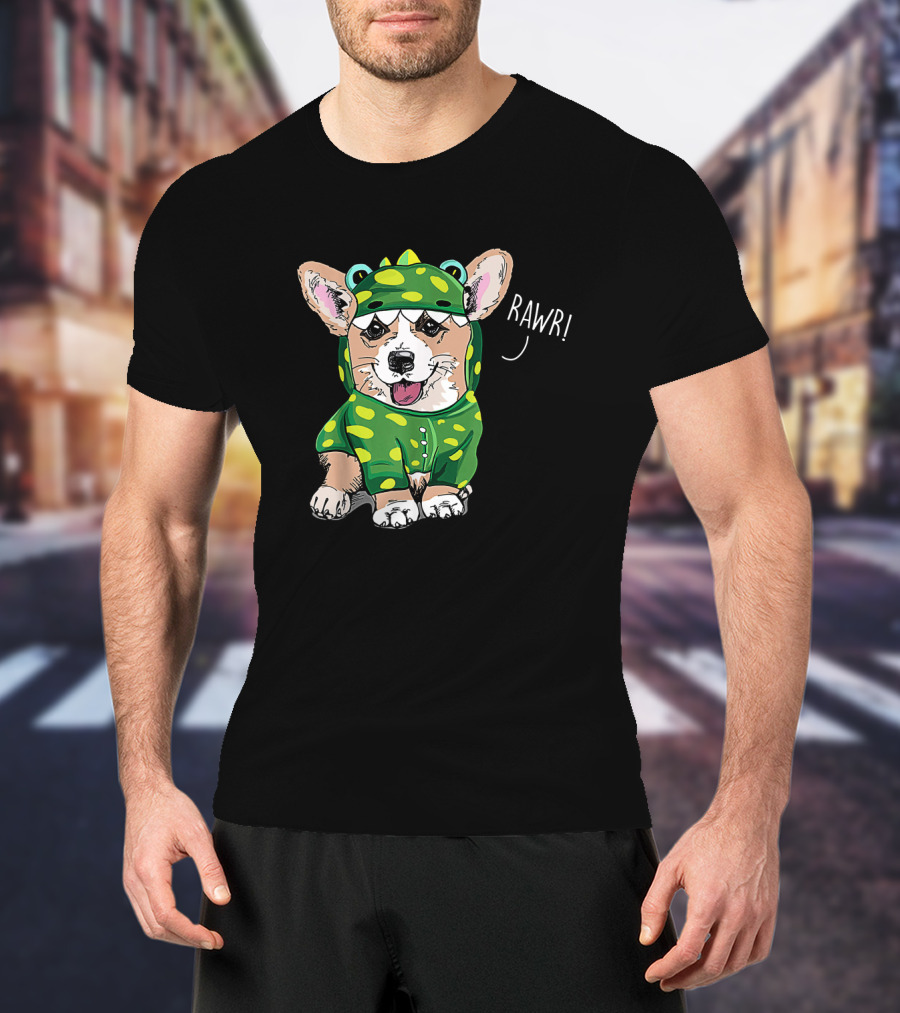 Rawr Welsh Corgi Dressed As Dinosaur Costume Rex T-Shirt